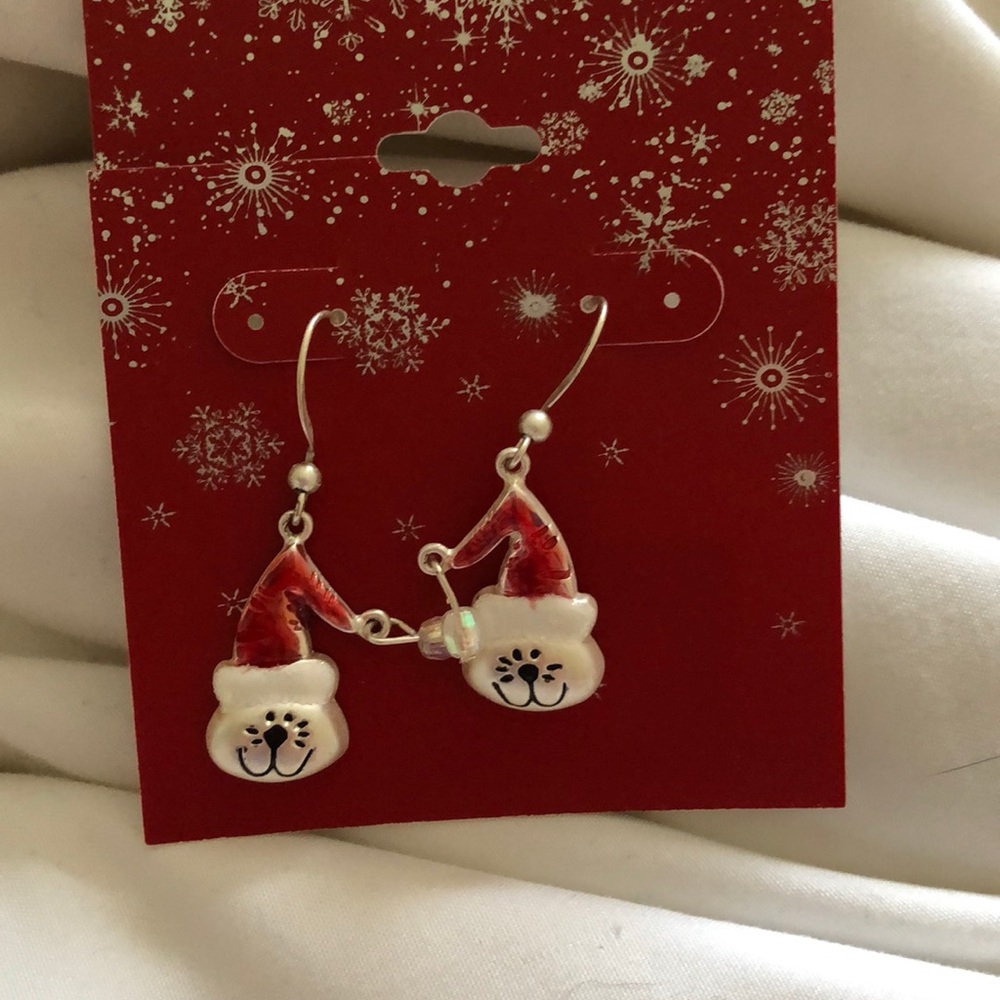 christmas cat dangle earrings